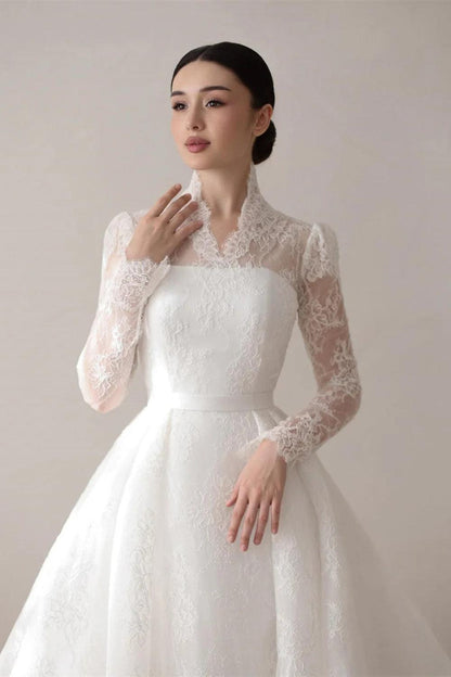 Robe de Mariée Bohème Col Montant