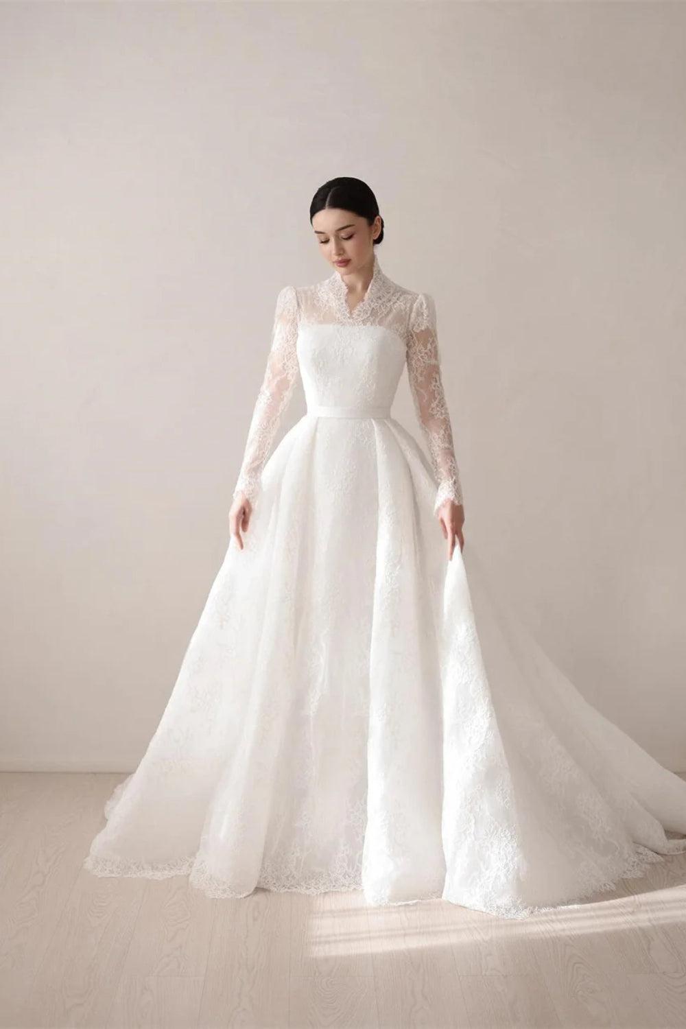 Robe de Mariée Bohème Col Montant