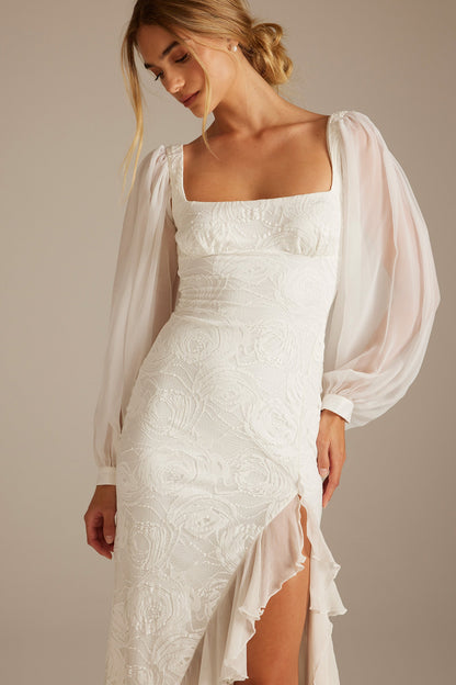 Robe de Mariée Bohème Décolleté Carré