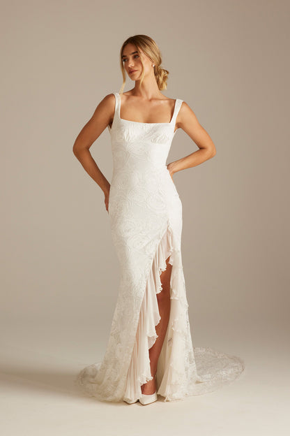 Robe de Mariée Bohème Décolleté Carré