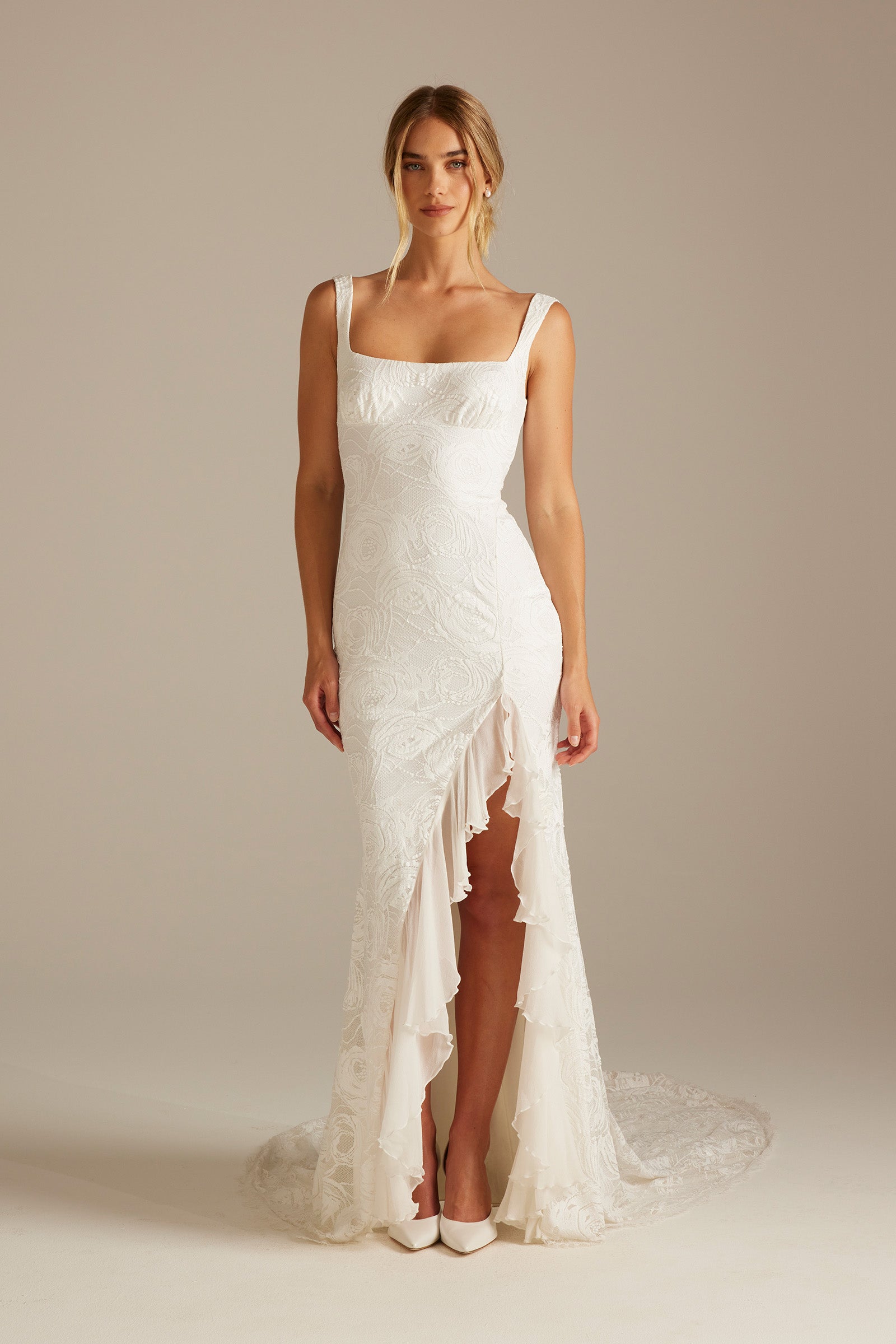 Robe de Mariée Bohème Décolleté Carré