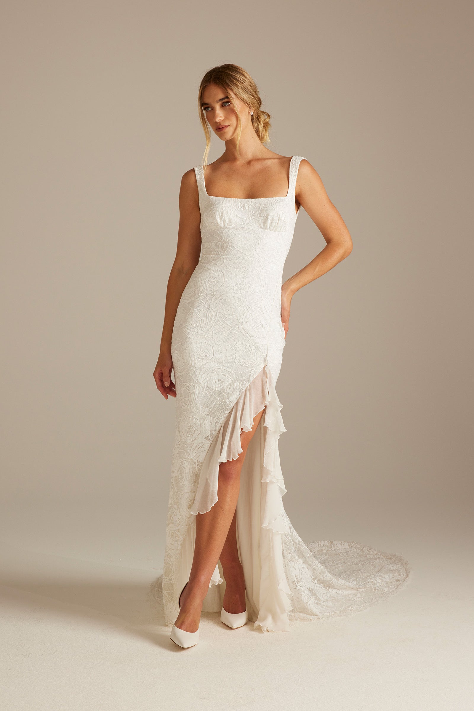 Robe de Mariée Bohème Décolleté Carré