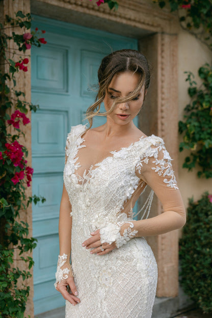 Robe de Mariée Bohème Dentelle Dos Nu