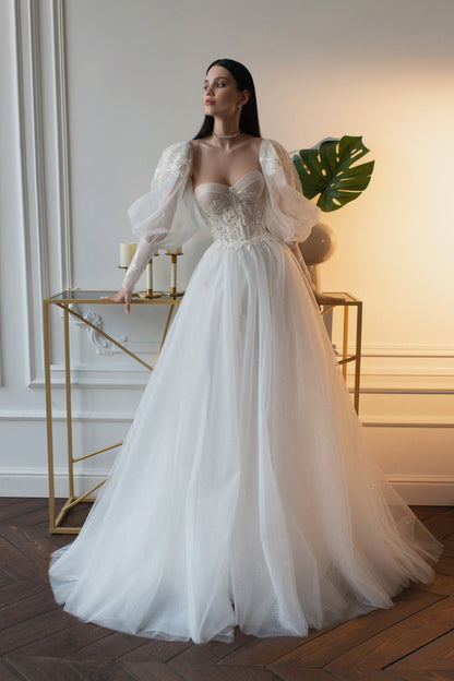 Robe de Mariée Bohème Manche Longue