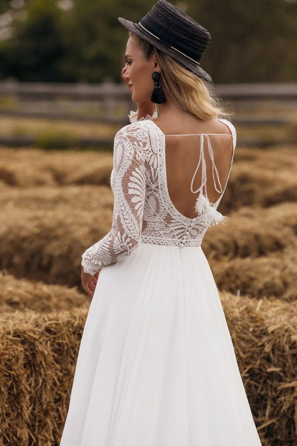 Robe de Mariée Bohème Manches Dentelle