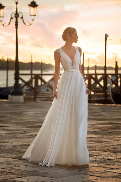 Robe de Mariée Bohème avec Bretelles