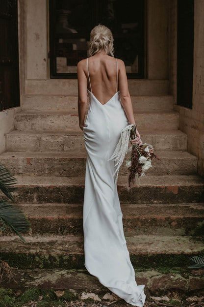 Robe de Mariée Bohème en Crêpe