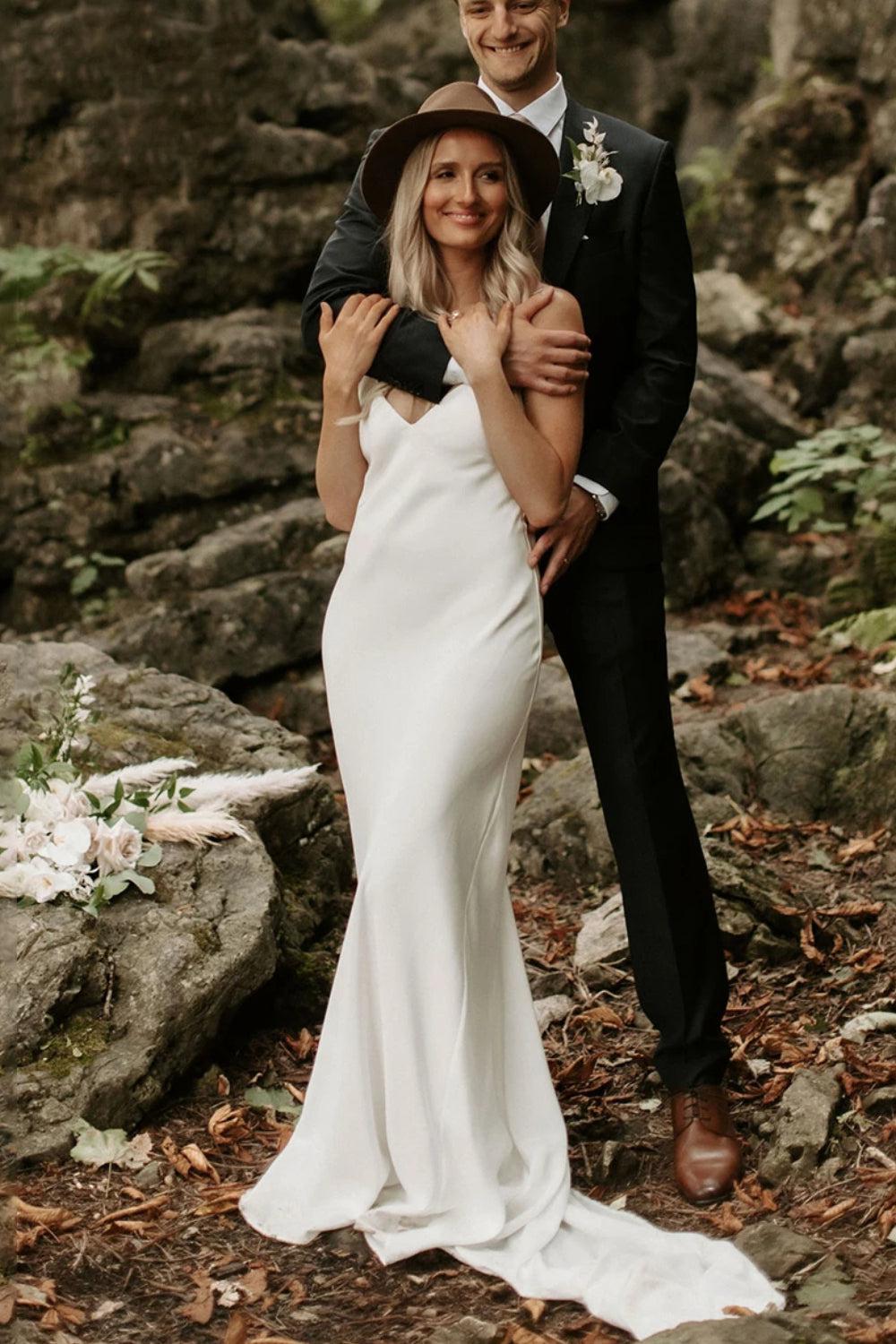 Robe de Mariée Bohème en Crêpe