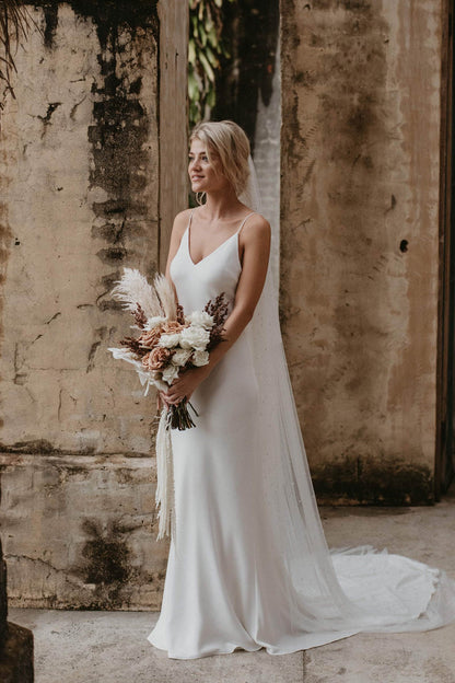 Robe de Mariée Bohème en Crêpe