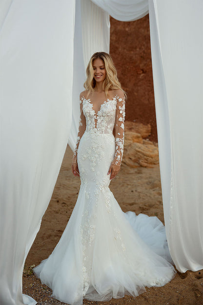 Robe de Mariée Longue en Dentelle