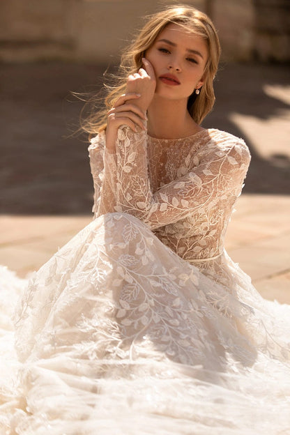 Robe de Mariée avec Manches Longues