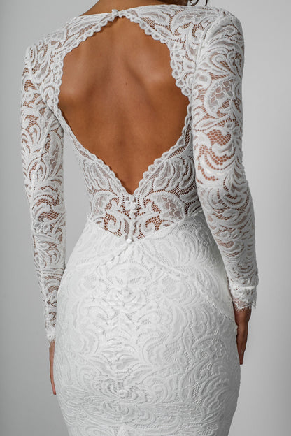 Robe de Mariée en Dentelle à Manches Longues